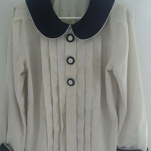 Polka dot blouse with peter pan collar